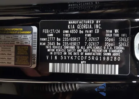 2024 Kia Sportage X-Pro z USA, uszkodzony, nr VIN 5XYK7CDF5RG198280